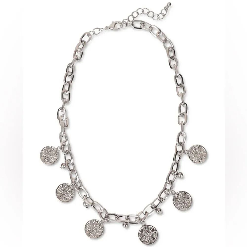 Charter Club Silver-Tone Tree Charm Statement Necklace New